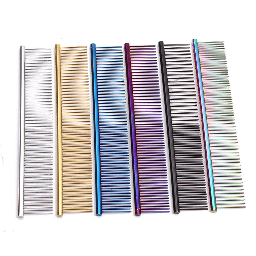 

Colorful Stainless Steel Dog Cat Pet Grooming Comb Row Teeth Needle Hair Trimmer Grooming Comb C6703, Customized color