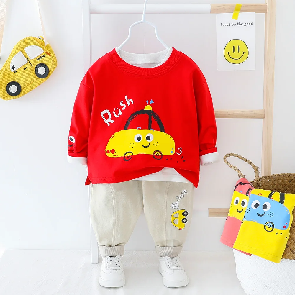 

Wholesale new fashion toddler Boys 2 Pieces Clothing Set long sleeves cartoon sweatshirt + pants for kids, Picture shows