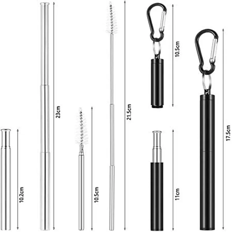 

Collapsible reusable straw with certificate red black, Silver,black,blue,gold,rose gold,purple