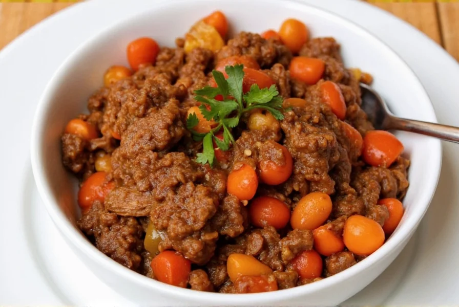 Spoonful of molasses over chilli beef