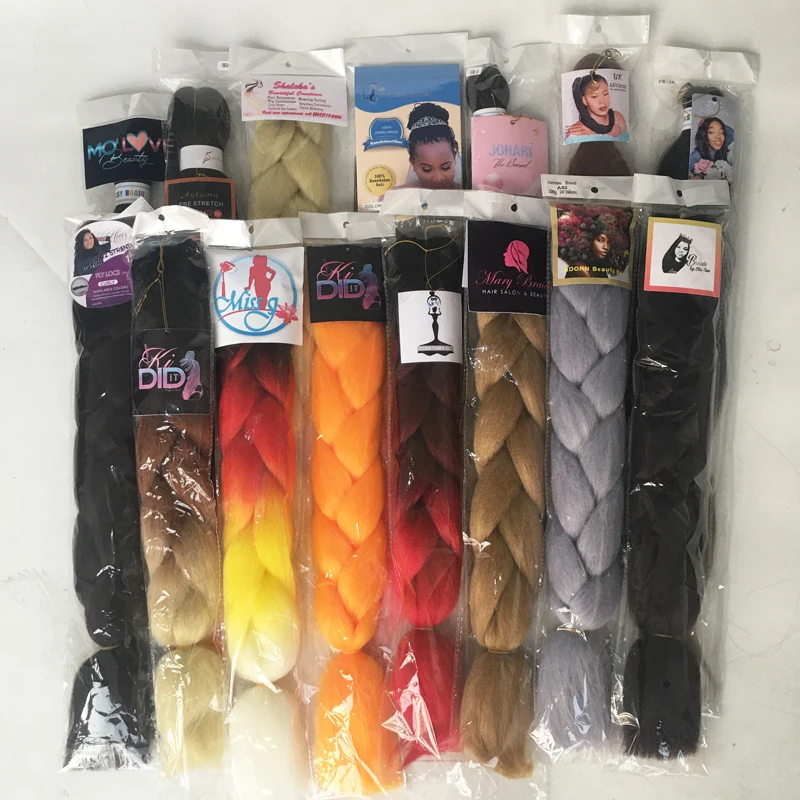 

fast shipping best wholesale X pression braids for African Ombre expression crochet jumbo braid synthetic braiding hair, Per color two tone three tone color more than 55 color