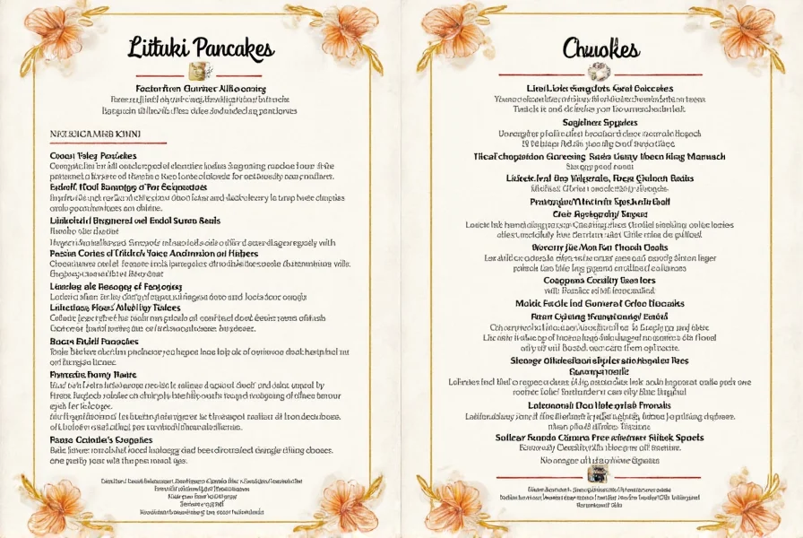 Cinnamon's Restaurant Kailua menu items showing Lilikoi Pancakes with passion fruit and macadamia nuts