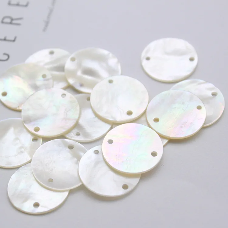 

Discos de nacar 20mm white mother of pearl shell disc two holes