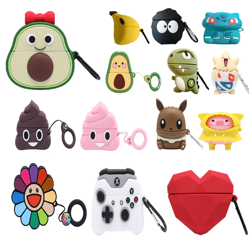 

3D cute earphone case for airpods cases cartoon compatible for airpods 2 pro cover silicone, 21 colors optional