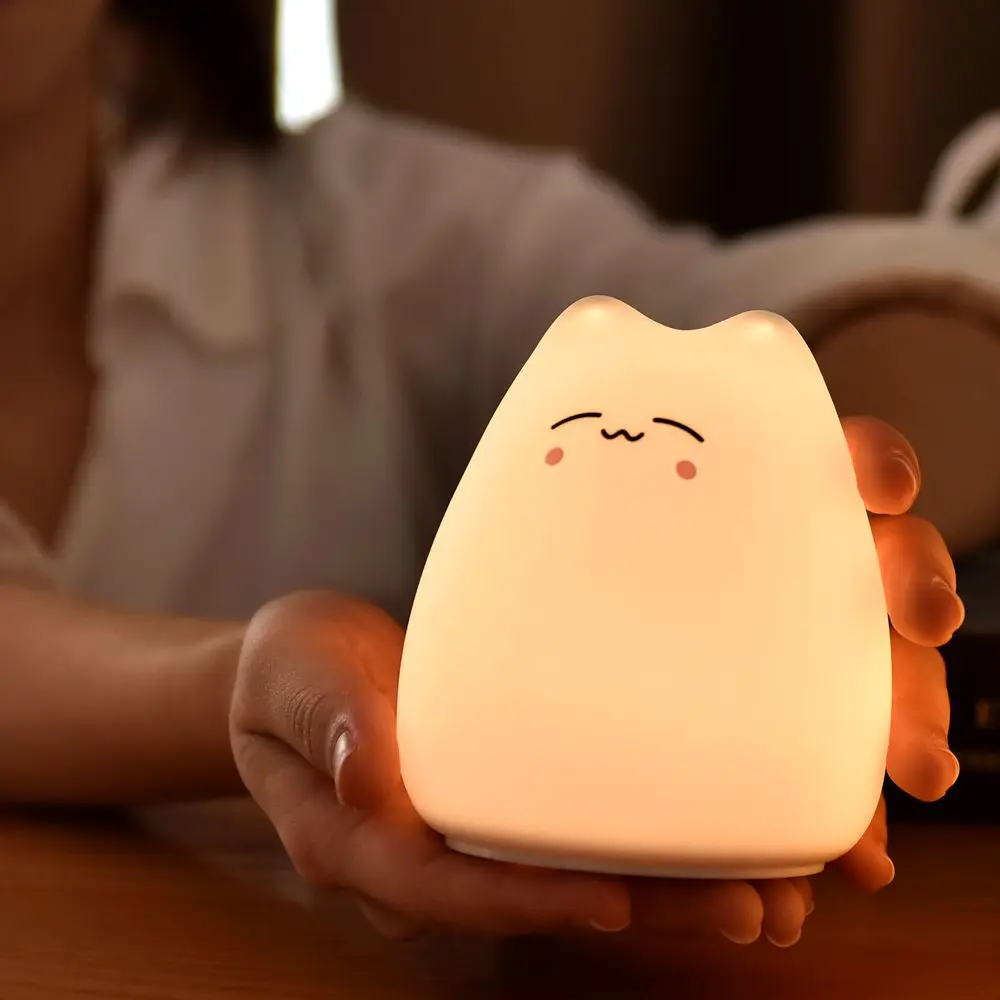 Animal Kids Led Baby Night Light Battery Ce Operated Mini Powered Color Changing Cat Lamp Silica