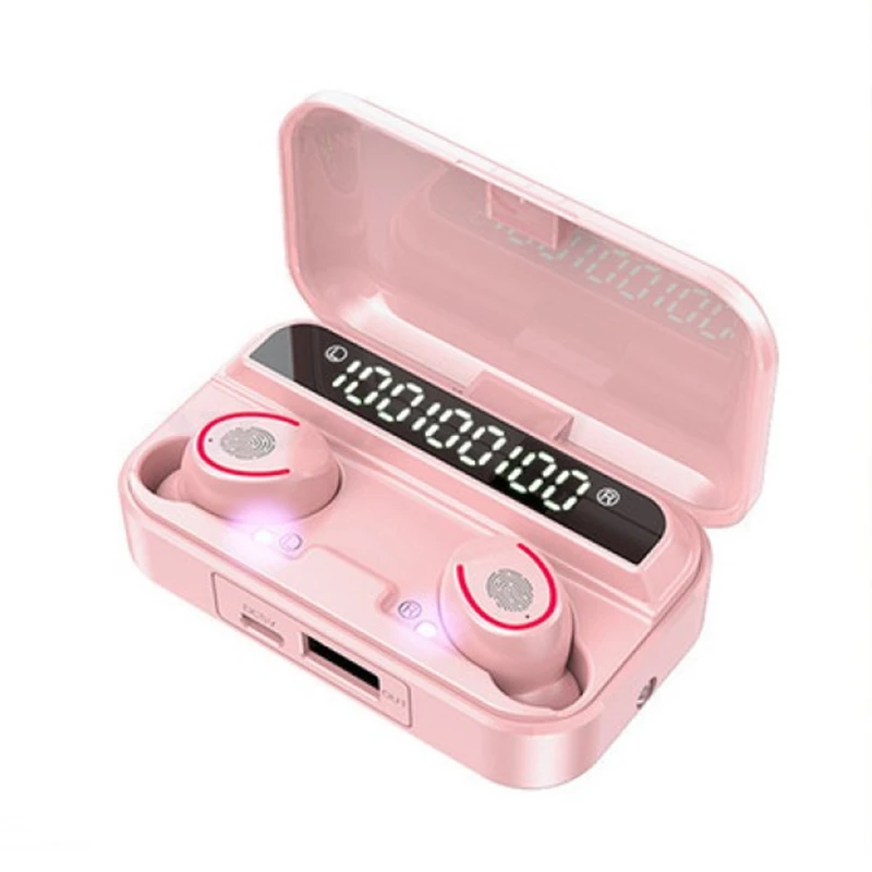 

F9-3 Tws Waterproof Headphone Sport Earbuds Audifonos-Blue tooth Waterproof Wireless Earphone With Purple Light Sterilization, White black pink