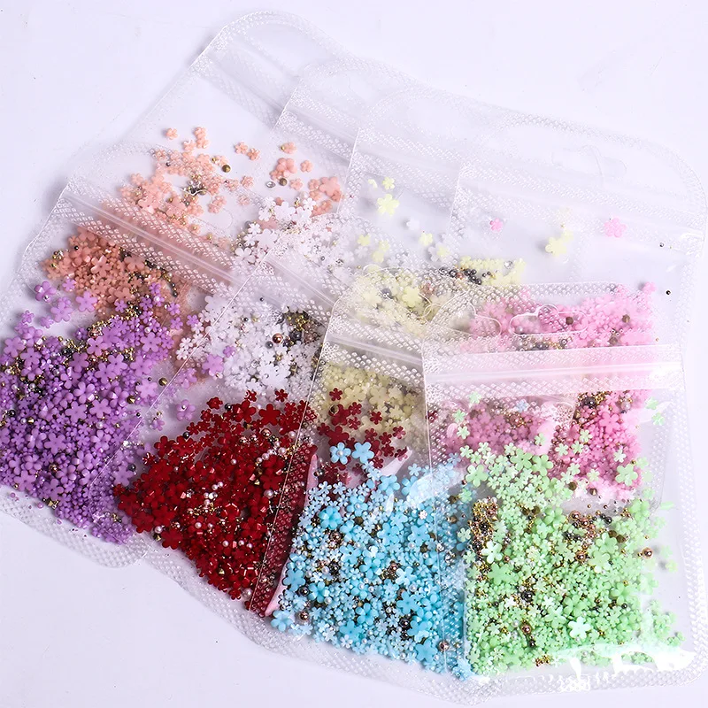 

8Colors 2022 Gold Bead Acrylic Plastic Flower Nail Other Nail Supplier, Picture
