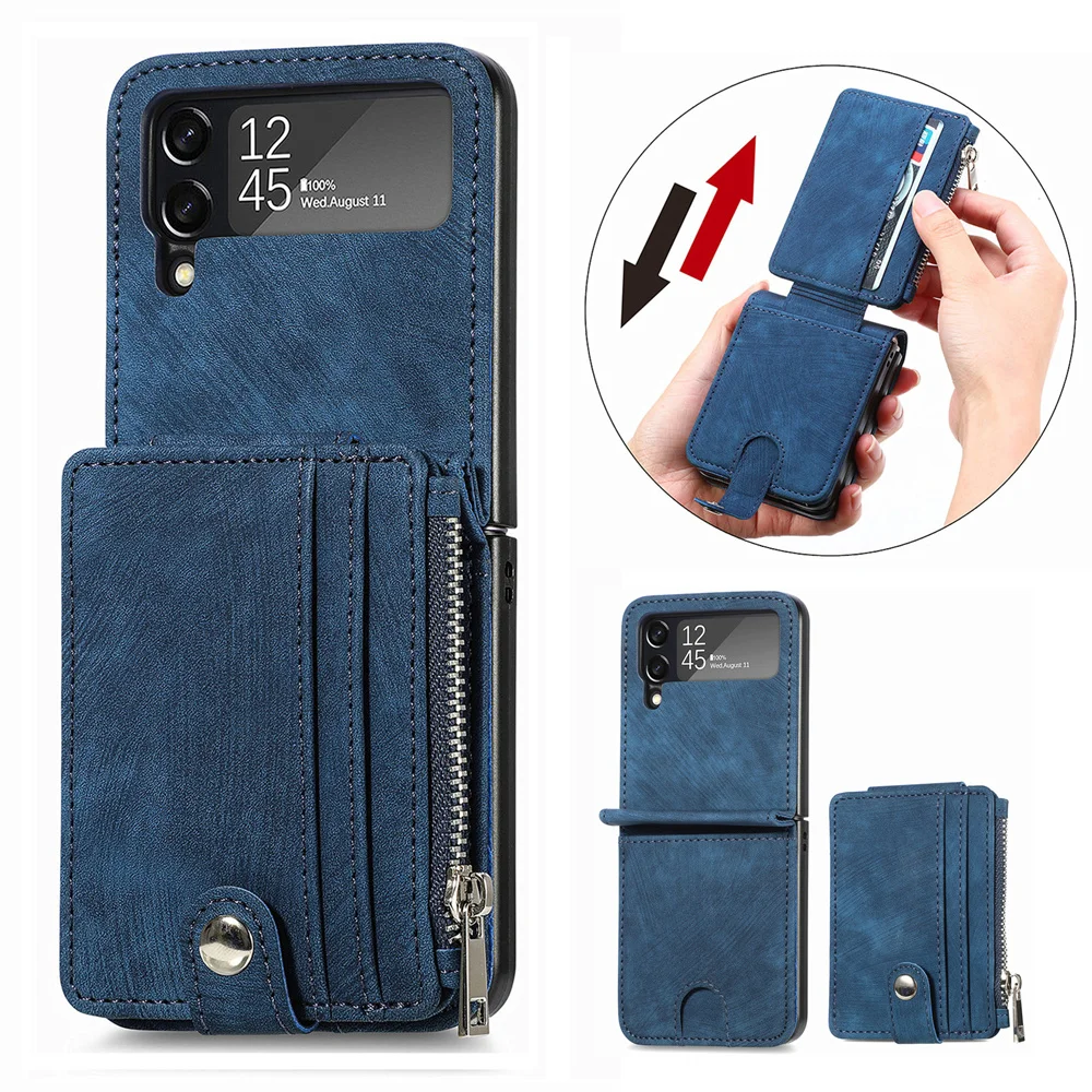 

Super Quality Card Holder Smartphone Cell Mobile Case Luxury Leather Pu Pc Folding Phone Case For Samsung Z Flip 4 3 Phone Cover