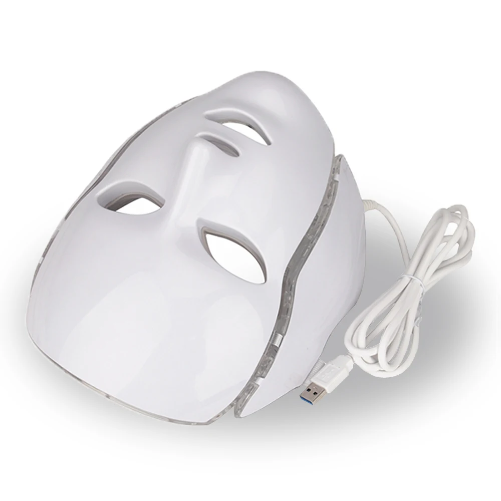

Rechargeable Led Light Therapy Face Mask 7 Colors Wireless Led Mask face machine, White