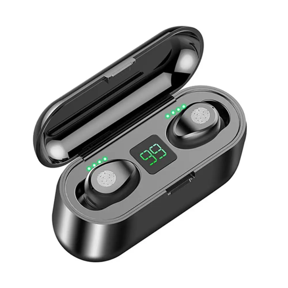 

Hot Sell New F9 TWS Wireless Headphone Portable BT 5.0 Earphone With 2000mah Power Bank Wireless Earbuds For iPhone Android, Black,white