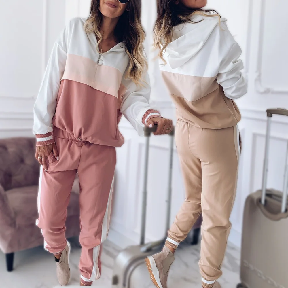 

Matching Sets Plus size women clothing fall 2021 Tracksuit Lounge Wear Jogging Two Piece Pants Set Tracksuit Fashion Sporty