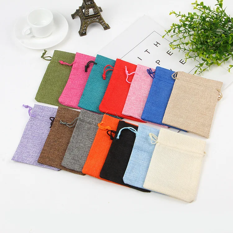 

Wholesale Customized Multi Size Burlap Fabric Drawstrings Wedding Gifts Packing Pouches Storage Linen Drawstring Pocket Bag