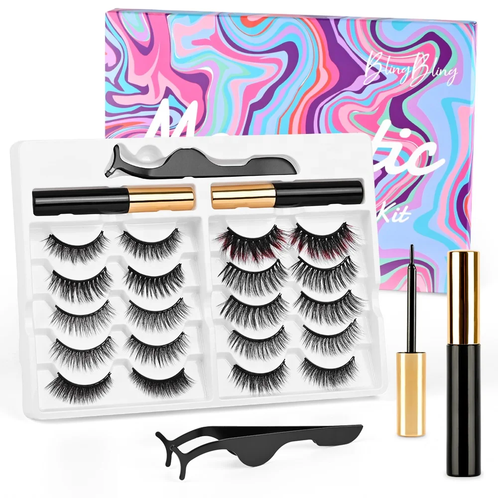 

10 pairs false eyelashes packaging box Magnetic eyelashes kit magnetic eyelashes and eyeliner kit 10 pairs