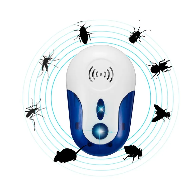 

Factory High Quality Ant Mice Spider Mosquito Cockroach Insect rats Repeller Electronic Pest Control repellent with US / UK / EU, White with blue