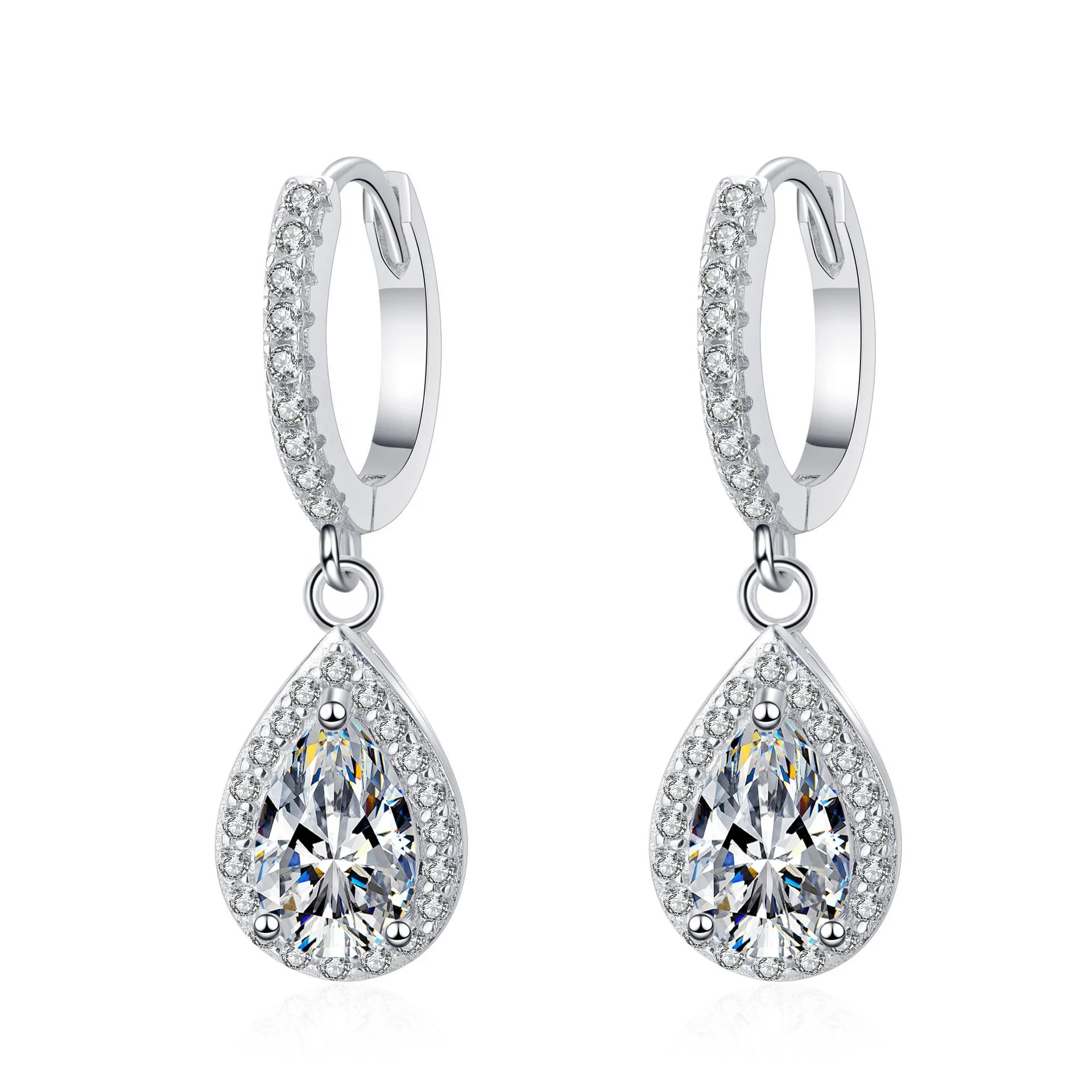 

Happy Valentine's Day Water Drop Shape Moissanite Jewelry 925 Sterling Silver Drop Earring Joyeria Plata 925