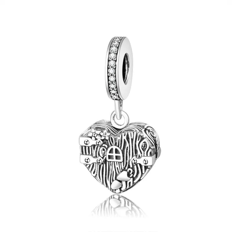 

Fine Jewelry Fashion 925 Sterling Silver Beautiful Heart Box Shape Pendant Charms