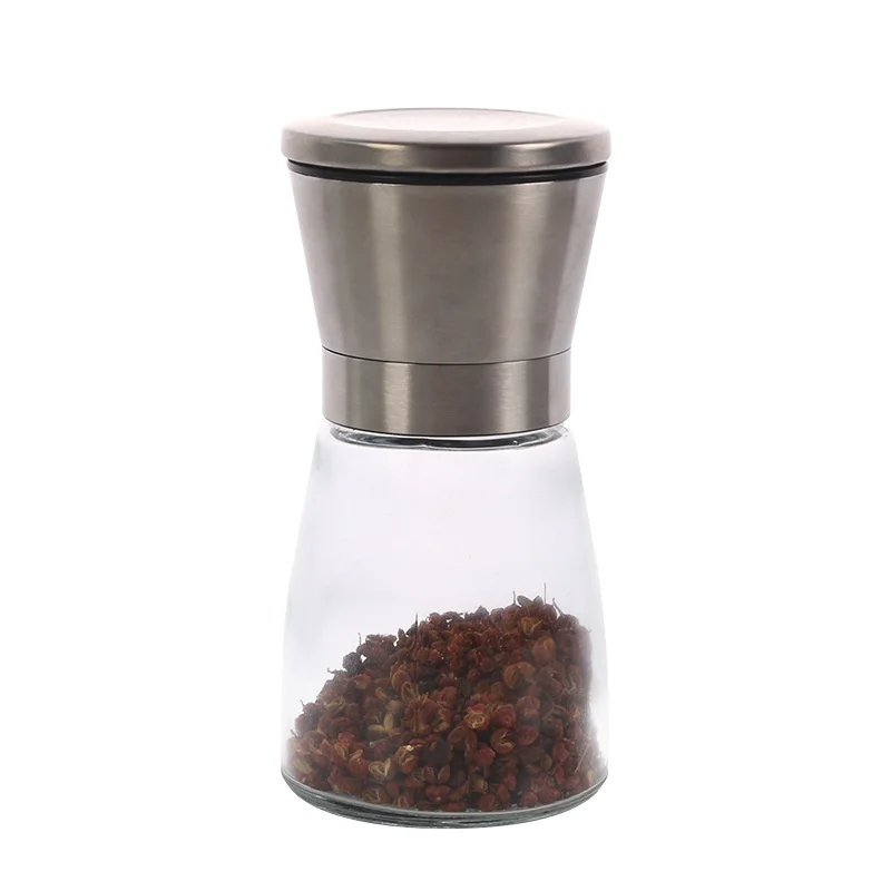 

High Bottle Home Manual Pepper Grinding Tools Stainless Steel Grinder Modern Simple Glass Bottle Storage Tools
