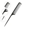Customized logo professional long carbon tail carbon tooth comb for hair salon use with hair dryer