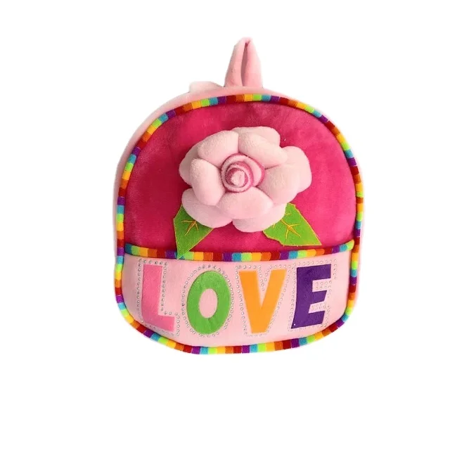 

Girl used plush flower backpack cartoon style plush backpack, As picture