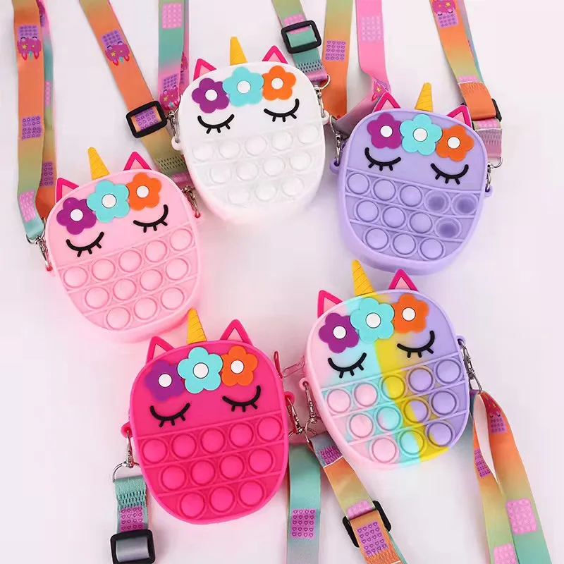 

new pop crossbody bag handbag silicone cartoon cute designer bag unicorn poppit purse