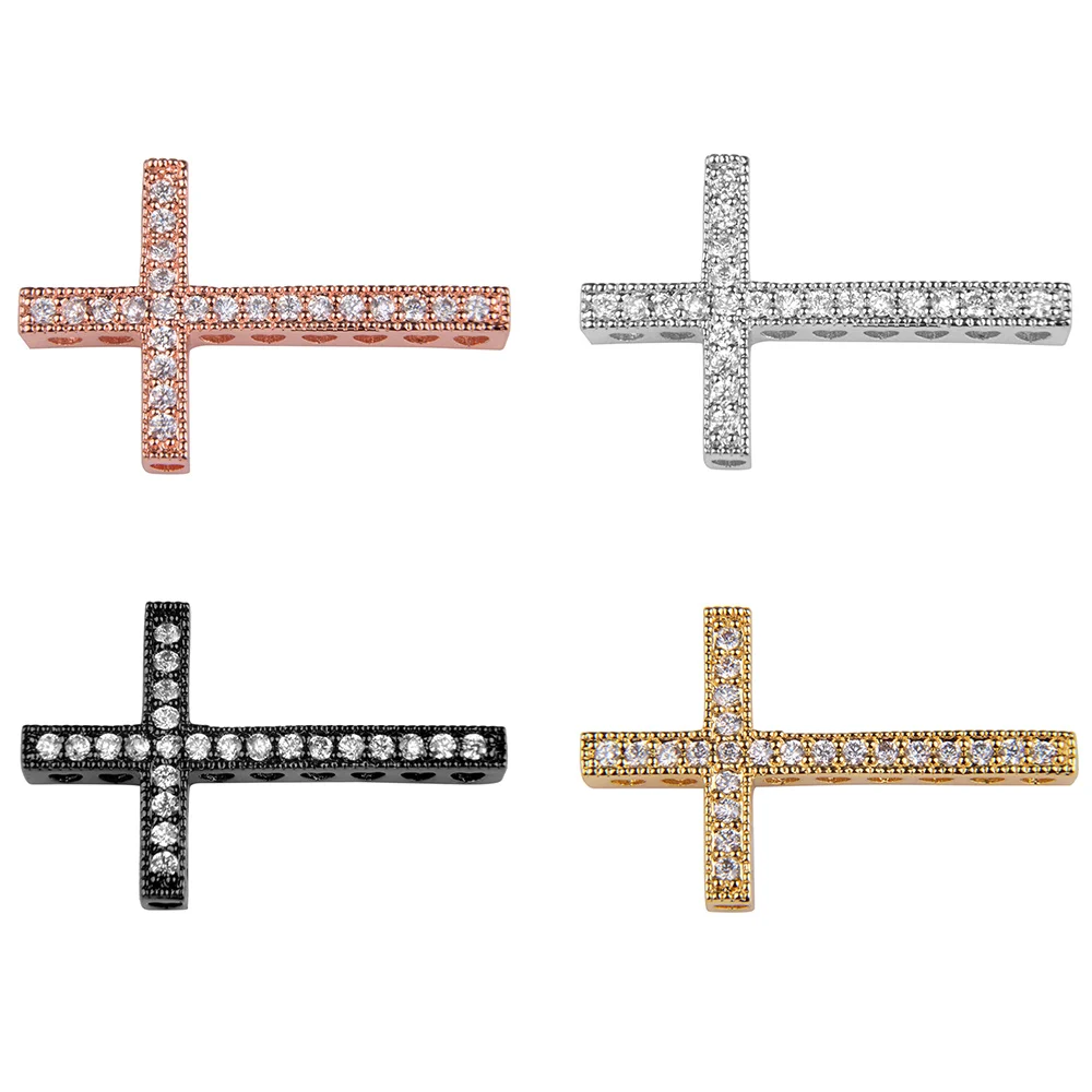 

Clear Zircon Copper Micro Pave Spacer Bead Jewellery Connector Cross Beads