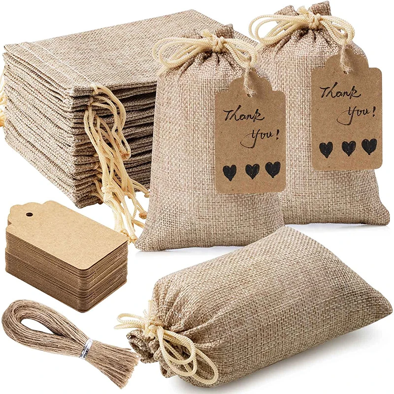 

Linna Manufacturer 4*6Inch 25Pcs Premium Burlap Gift Bags With Drawstring For Wedding Favors Party Jewelry Christmas Coffee
