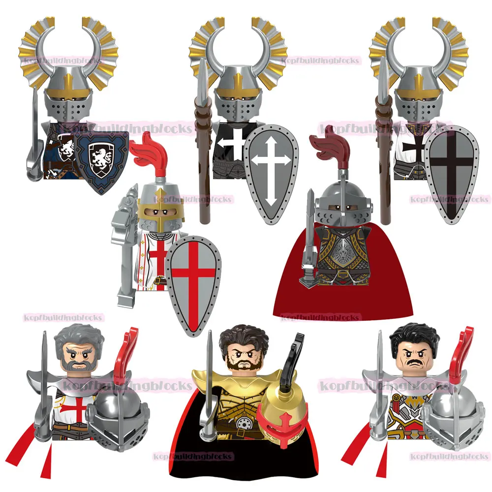 

X0348 Medieval Soldier Legion Battle Priest Hospital Teutonic Empire Golden Knight Mini Bricks Building Block Figure Plastic Toy