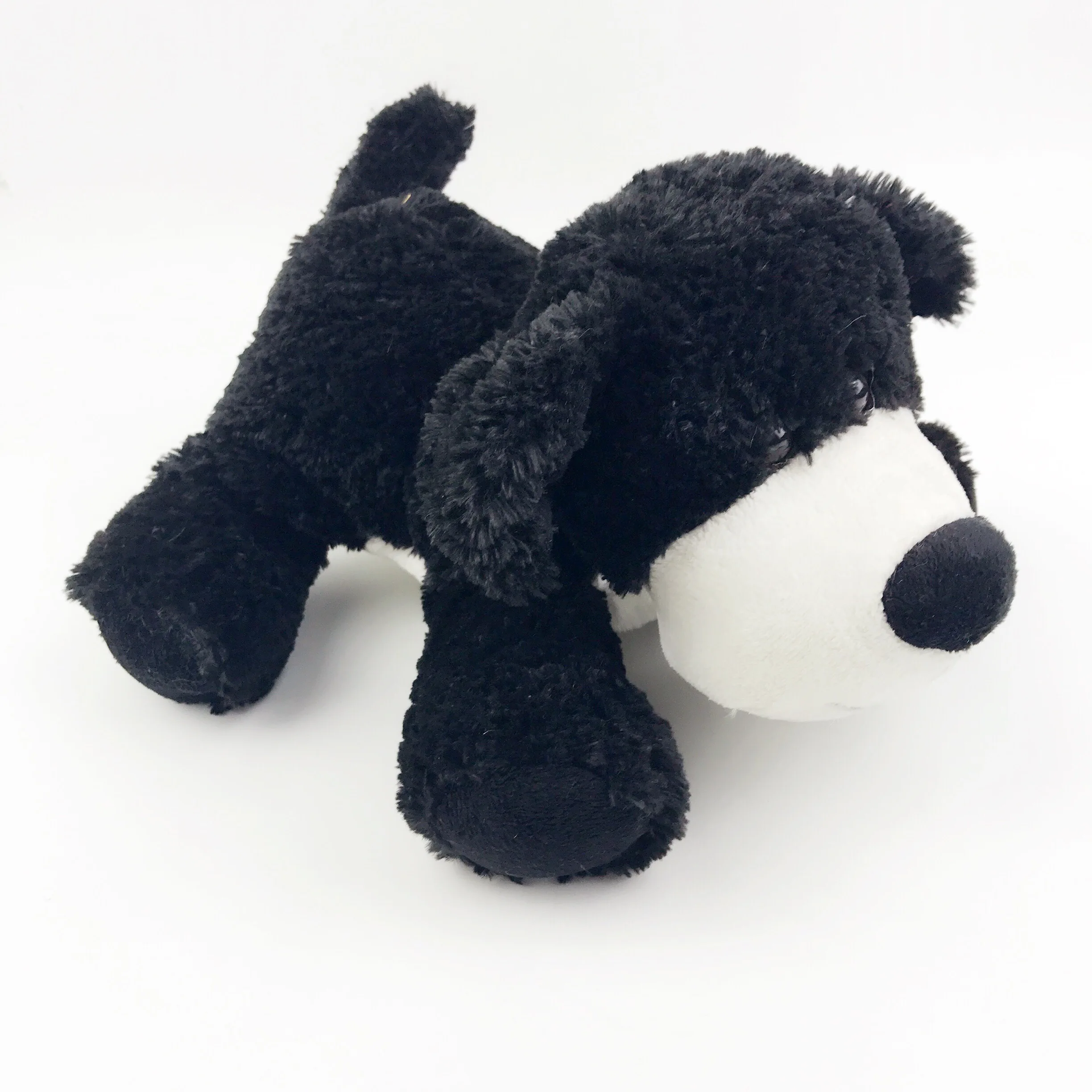 Cute Soft Black Dog Stuffed Animal Animated Puppy Plush Toy Black White ...