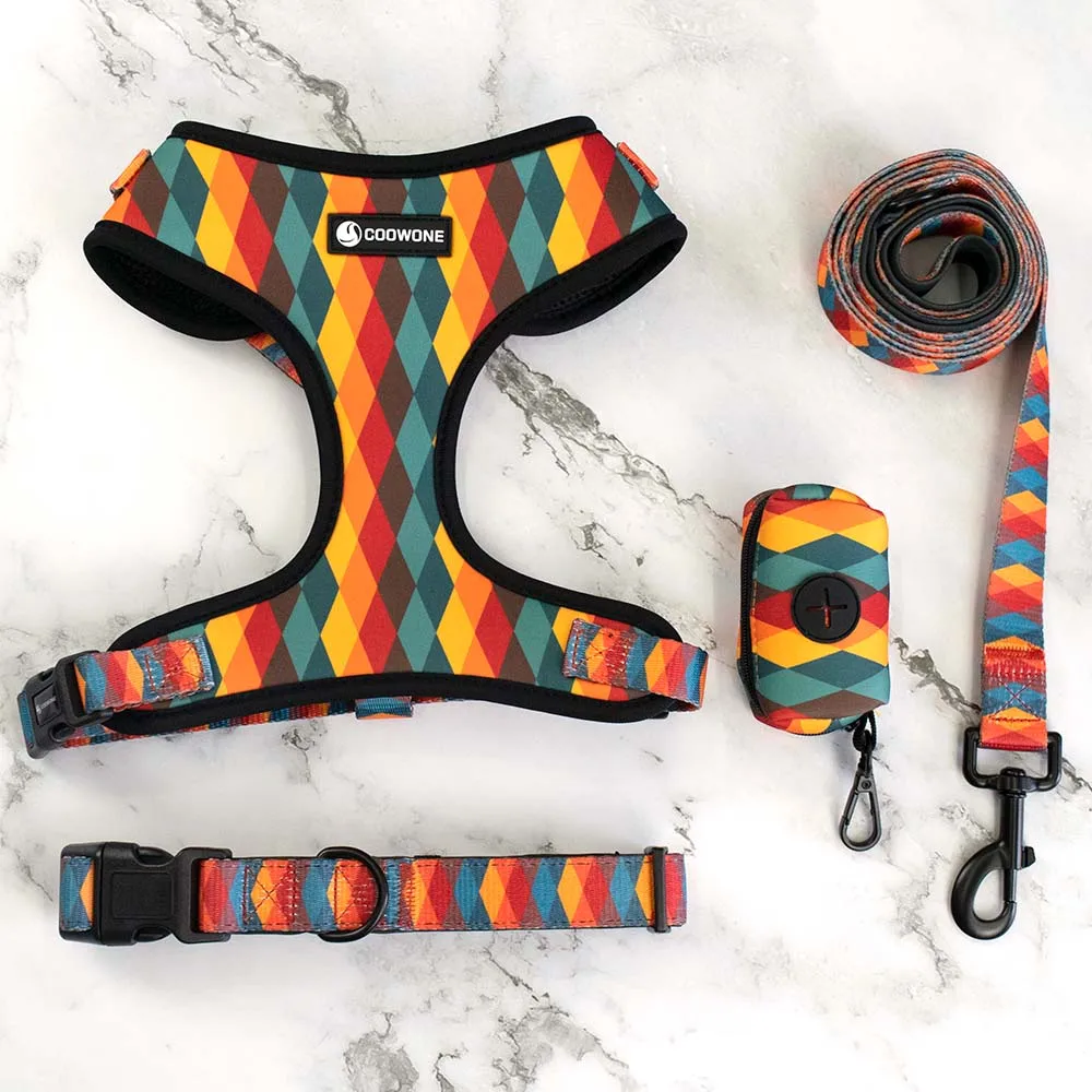 

Wholesale pet supplies 2022 designer dog collars harness leash sets customized pet harness for dogs, Customized color