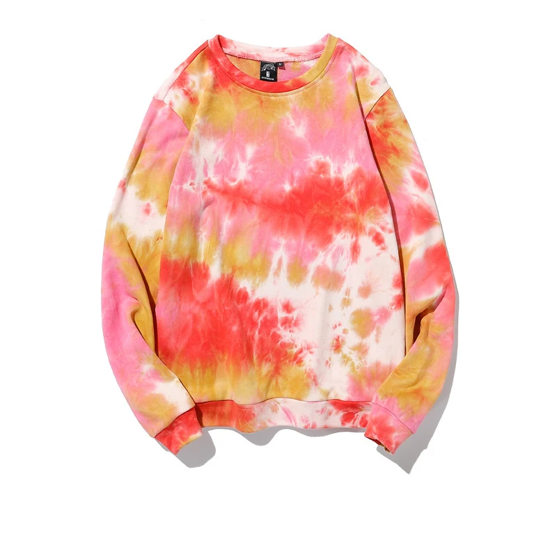 

Stock Unisex Spring And Autumn New Arrival Tie Dye Crew Neck Ladies Sweatshirt Blank With 14 Colors