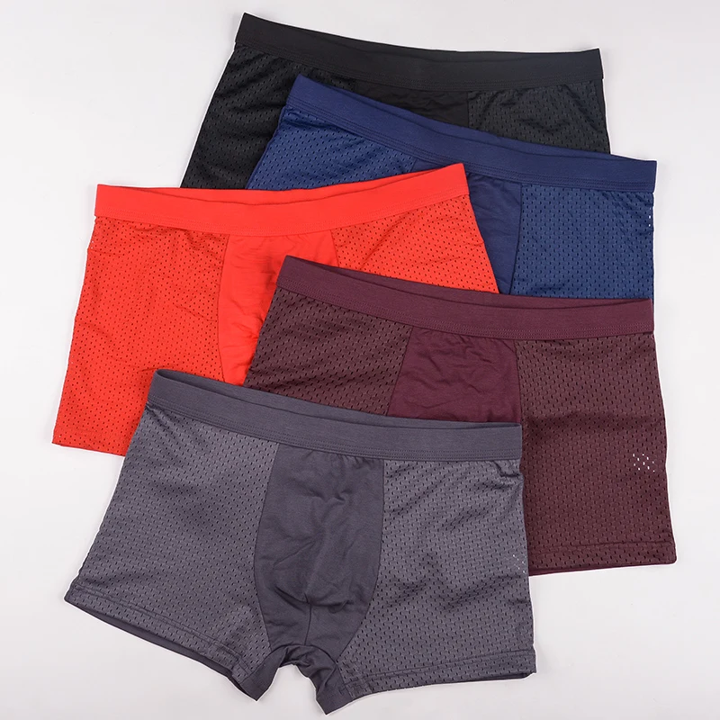 

Factory Custom Mens Underwear Plus Size 7XL Boxer Shorts ice Silk Boxers Cotton Mesh Hole Briefs Wholesale Modal boxers Briefs