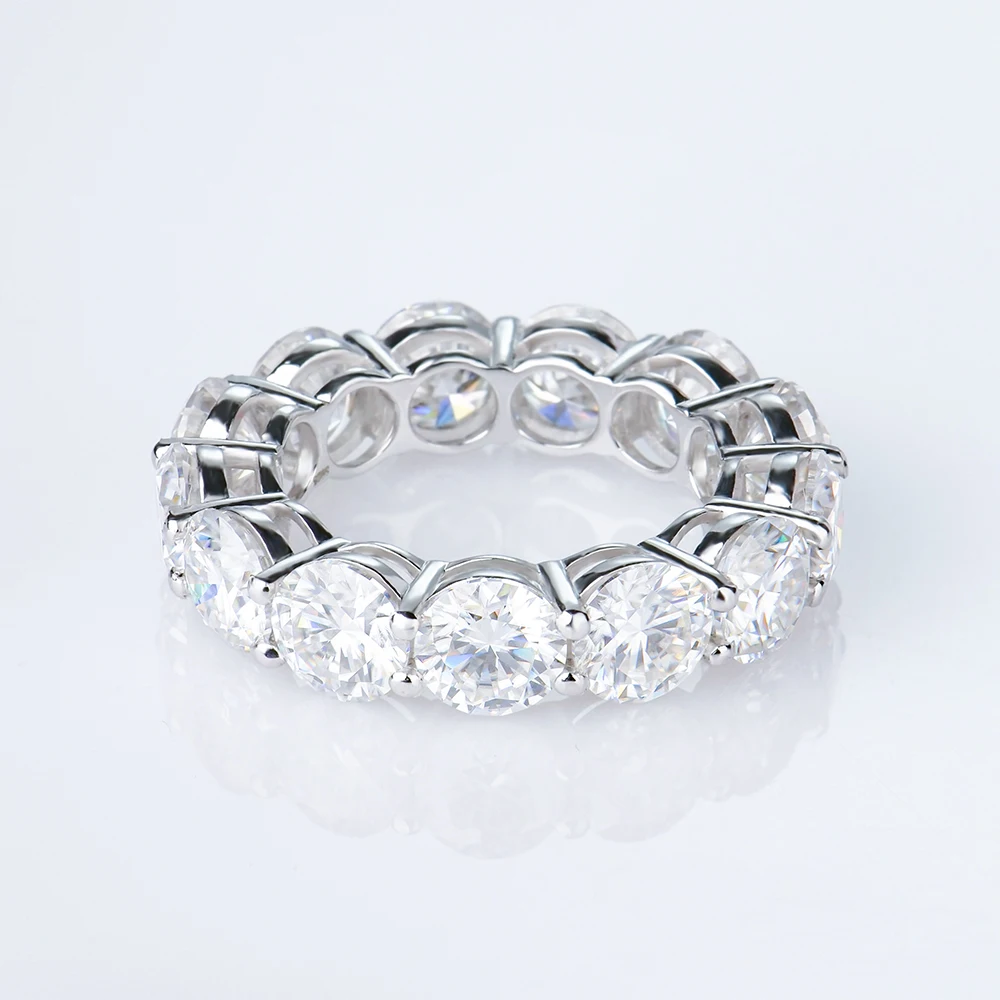 Stocks Fine Jewelry Moissanite Tennis Rings 925 Sterling Silver VVS1 DEF Color Round Shape Moissanite Rings Hip Hop Jewelry