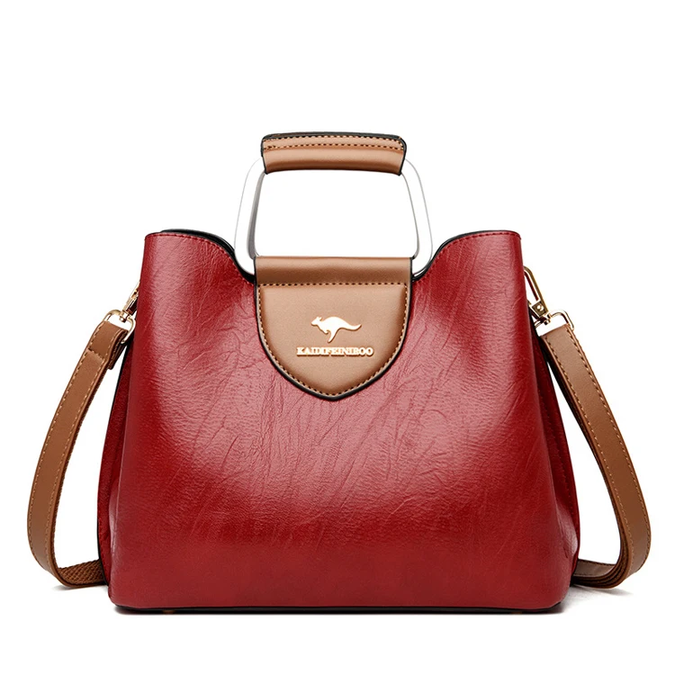 

MD9022 China supplier red color jing pin leather bags women leather handbags, 6 colors