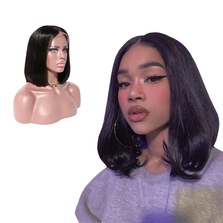 

Natural Color Bob Vietnamese Cuticle Aligned Human Hair Lace Front Wigs