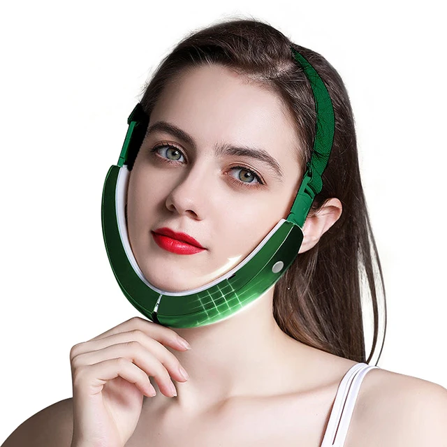 

Portable V shape slimming face massager firming facial reduce double cheek chin lift up thin weight loss V shape line face, Green