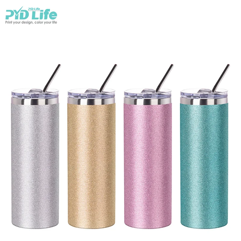 

New Arrival DIY Coffee Travel Glitter Double Waled Stainless Steel 20oz Glitter Tumbler Sublimation Tumbler Straight, Gold/silver/pink/blue