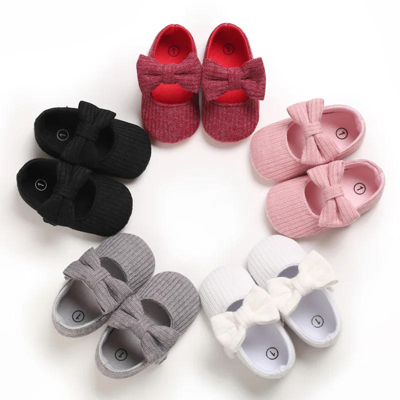 

Wholesale cheap cotton fabric bowknot soft sole breathable 0 2 year princess baby dress shoes, White,black,pink,grey,red