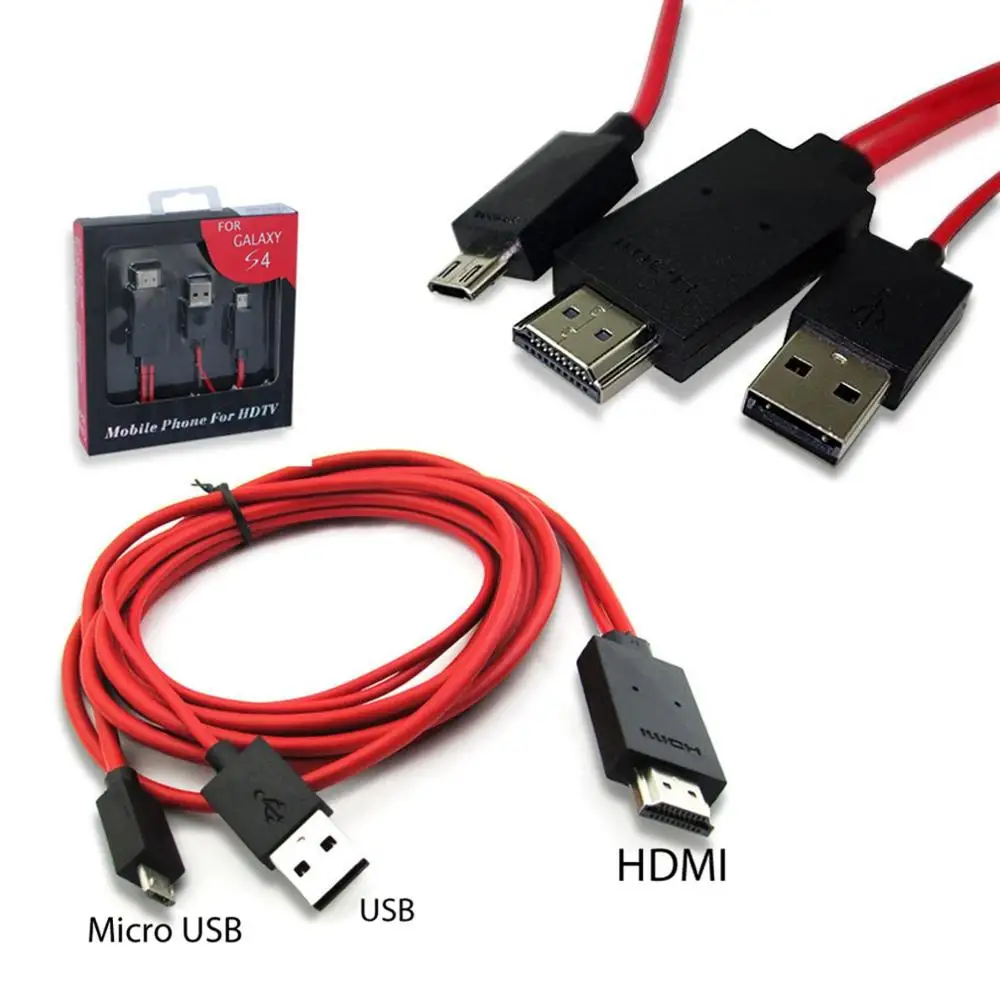 

Micro USB 5 Pin/11 Pin to HDMI USB2.0 Cable Adapter HDTV for All Devices, Red