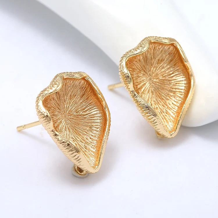 

Unique Design Jewelry 925 Silver Needle 14K Gold Plated Mushroom Shape Stud Earrings Diy