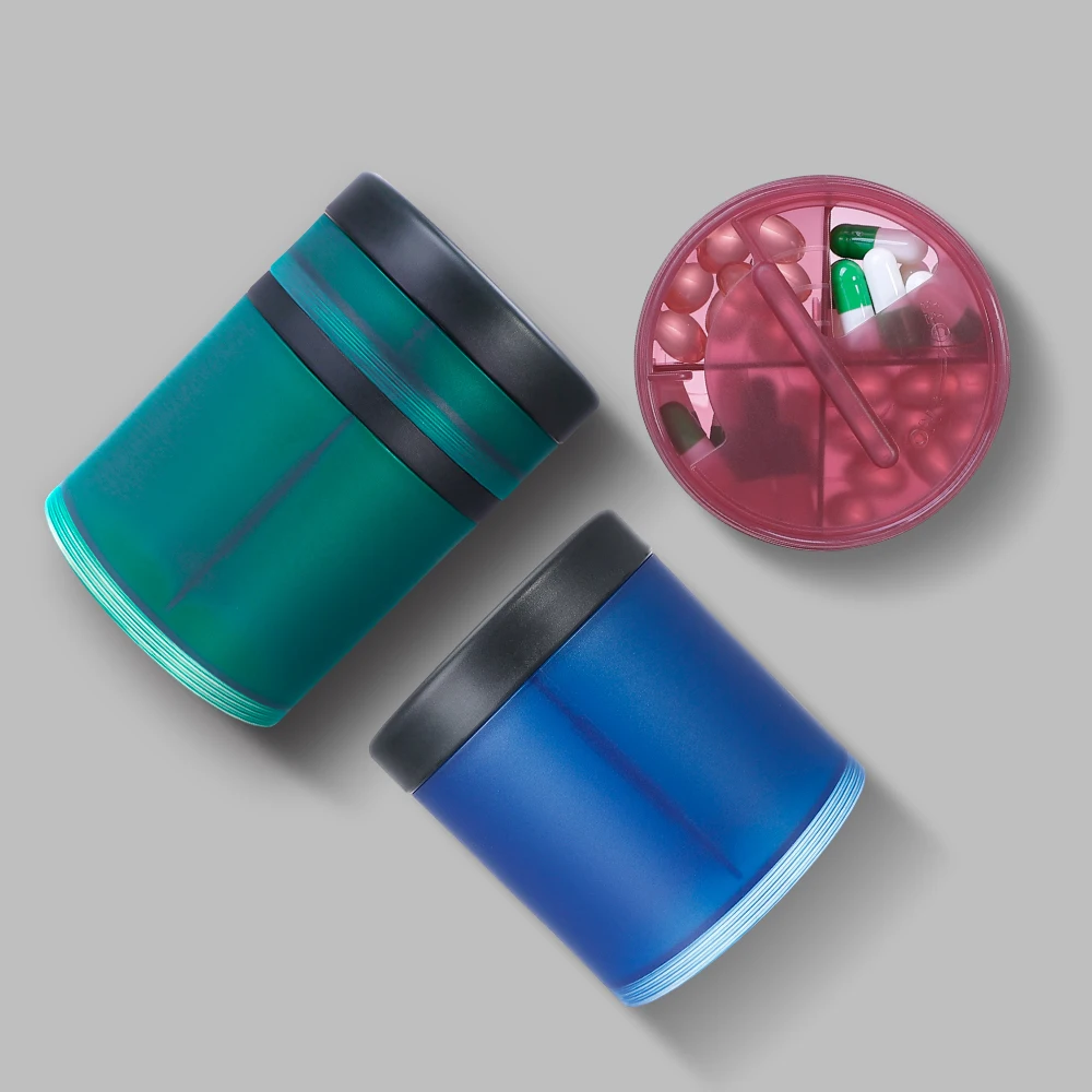 

KIGI 105PCS/Carton Round Travel Size Portable Plastic Smart Pill Box, Clear;transparent