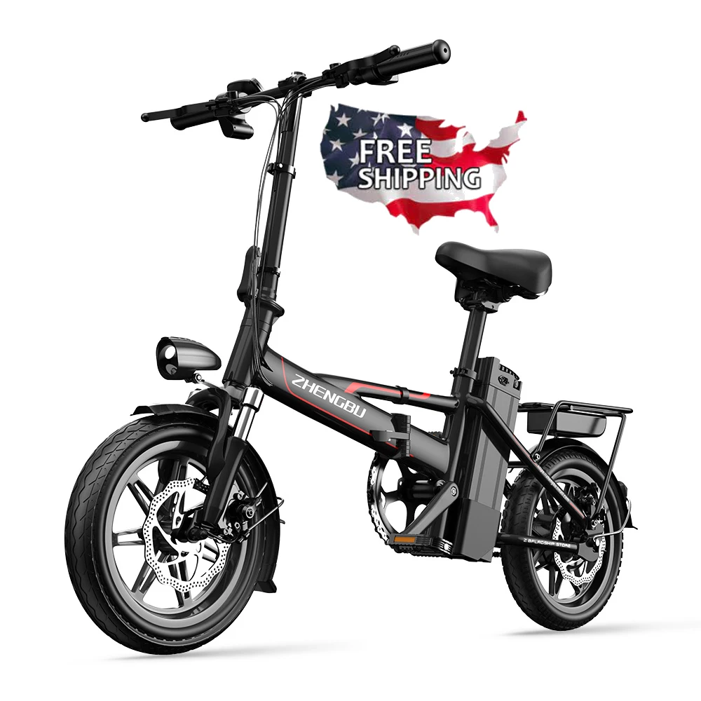 

Dropshipping USA Warehouse full suspension electric bike ebike Long range Zhengbu 14inch mini folding bicycle