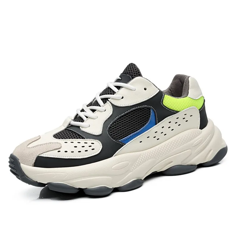 

Genuine Leather Men's Platform Sneakers 2020 Summer Fashion Mesh Breathable Men Shoes Male Trainers Footwear Plus Sizes