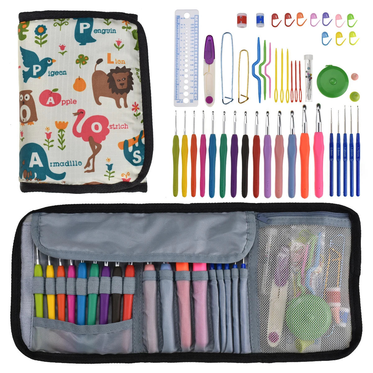 

New Amazon 49pcs Knitting & Crochet hook Set With Accessories Wholesale Soft Touch Crochet Hook Set With Storage Bag