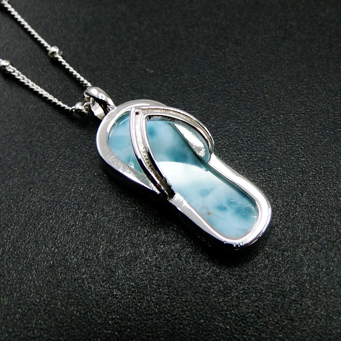 

Fashion Hawaii Jewelry Larimar Gemstone Jewelry 925 Sterling Silver Shoe Shaped Natural Larimar Pendant For Woman