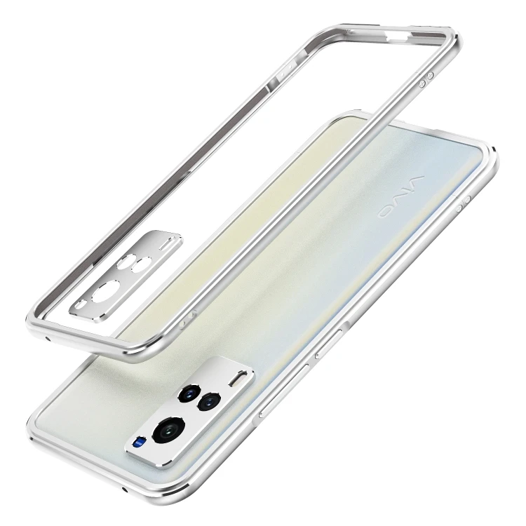 

For vivo X60 Pro Aurora Series Lens Protector + Metal Frame Protective Case(Silver)