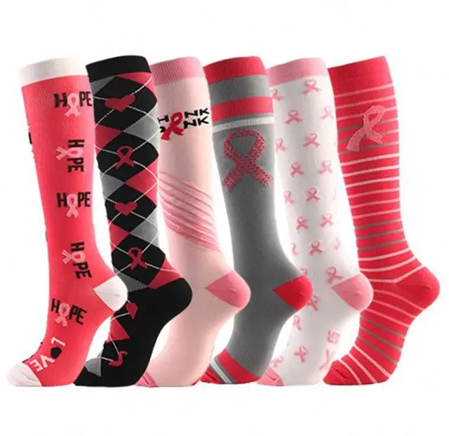 

Custom Varicose Athletic Animal Fruit Fun Stocking Silver Compression Socks, Custom color