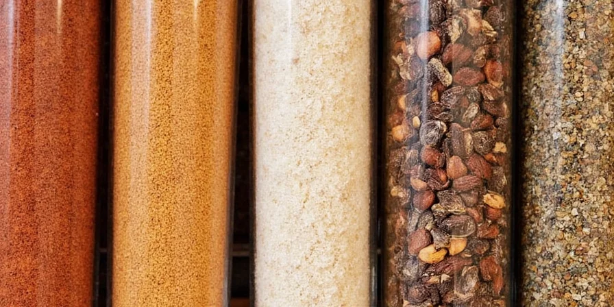 Spice rack organized by flavor category tags