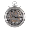2019 19.7" 50cm Medium industrial silver Color metal Pocket watch shape Style Roman Numerals with working cog gear wall clock