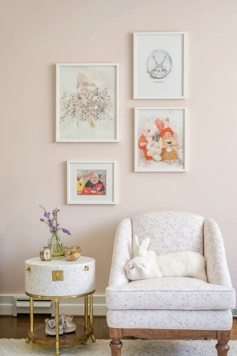 Light grey slipcovered sofa with matching throw pillows