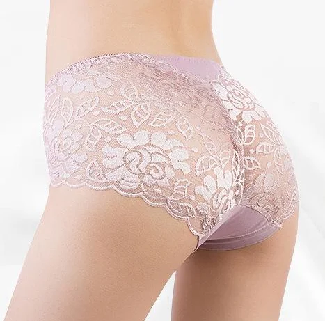 

Lace transparent women's underwear middle waist cotton women's briefs sexy night underwear female panties